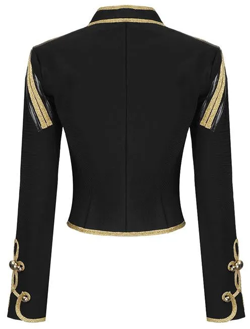 Embroidered Stretch Crop Military Jacket