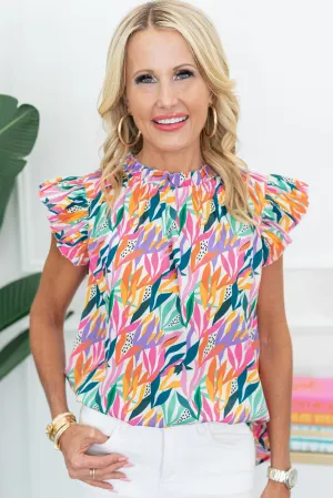 Flutter Sleeve Floral Print Top