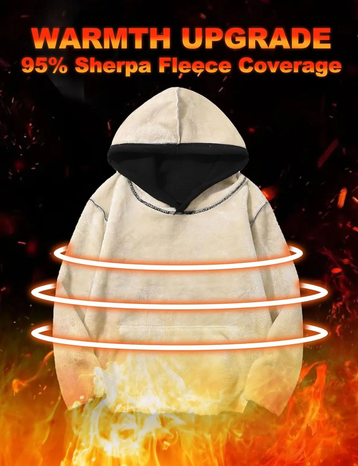 Flygo Men's Casual Fleece Sherpa Lined Hoodie Winter Warm Pullover Hooded Sweatshirt