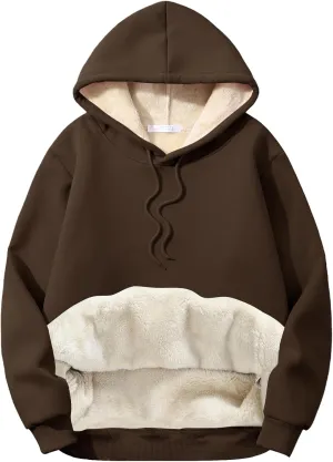 Flygo Men's Casual Fleece Sherpa Lined Hoodie Winter Warm Pullover Hooded Sweatshirt