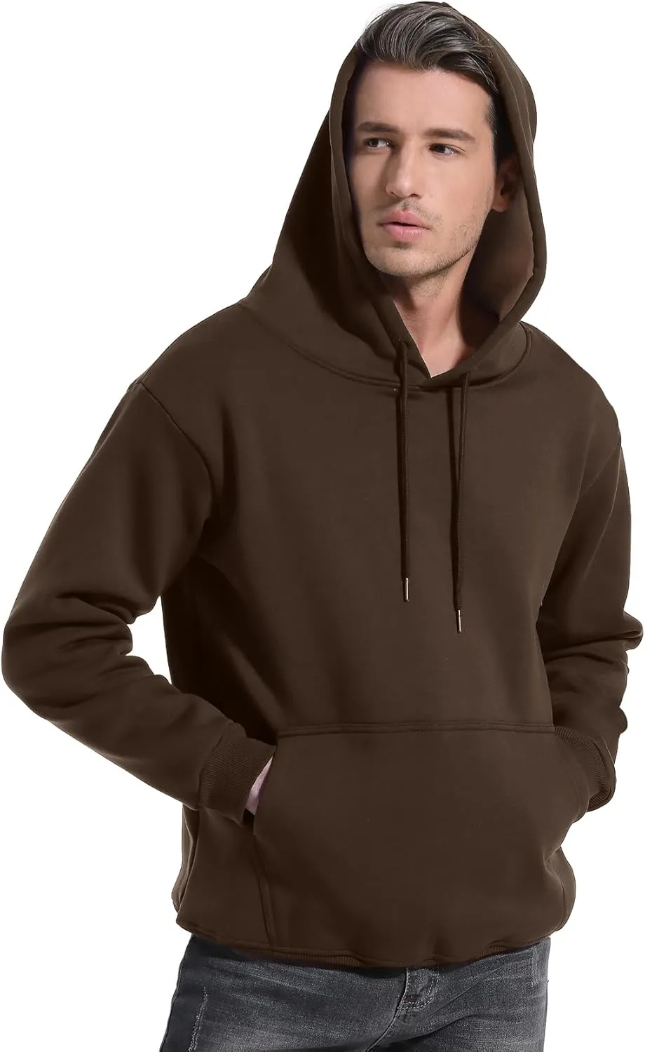 Flygo Men's Casual Fleece Sherpa Lined Hoodie Winter Warm Pullover Hooded Sweatshirt