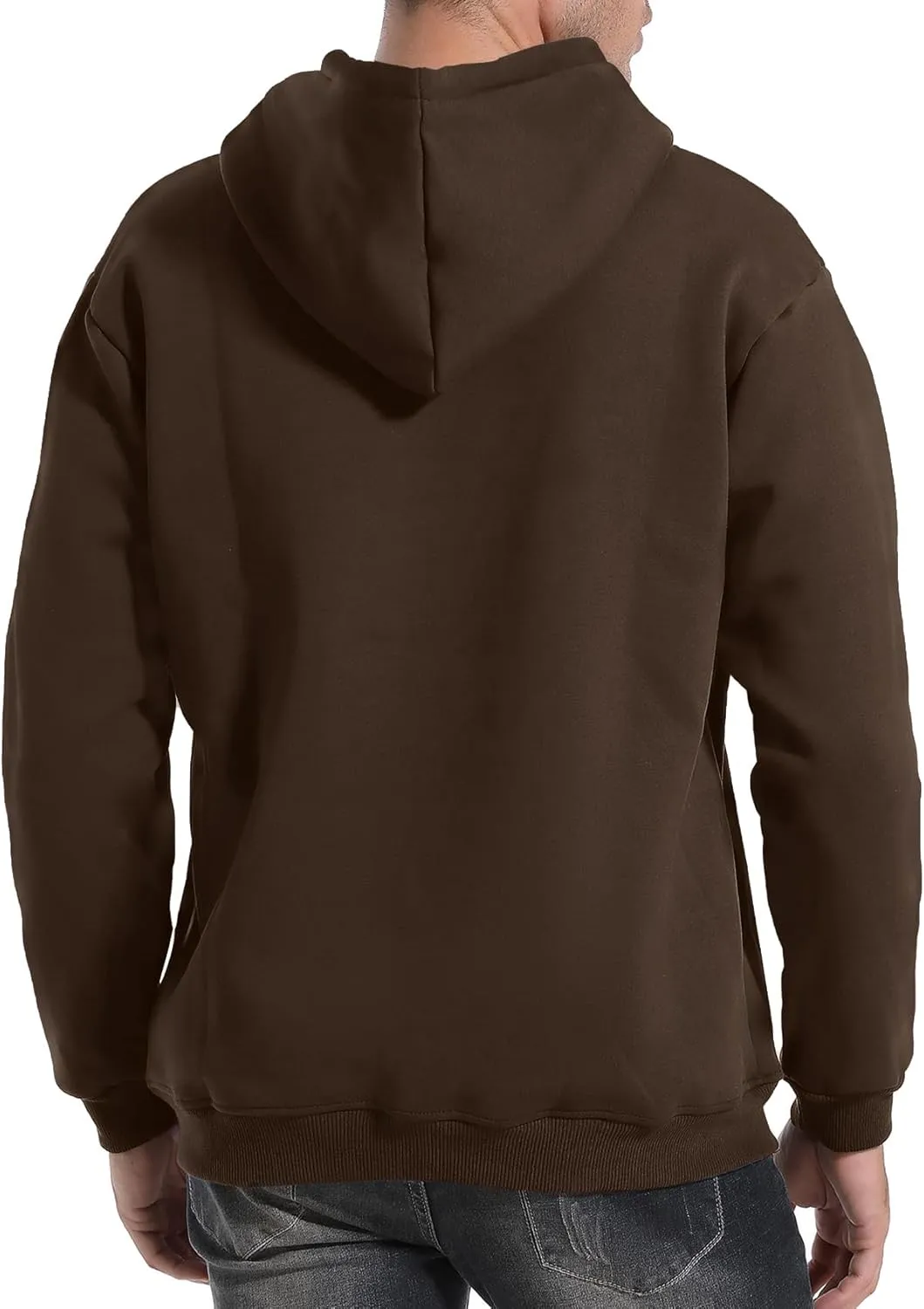 Flygo Men's Casual Fleece Sherpa Lined Hoodie Winter Warm Pullover Hooded Sweatshirt