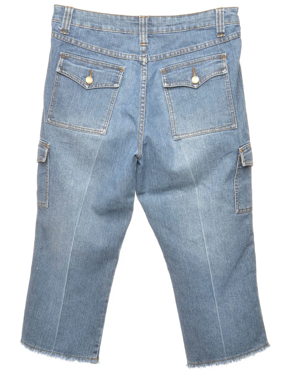 Frayed Hem Cropped Straight-Fit Jeans - W32 L21