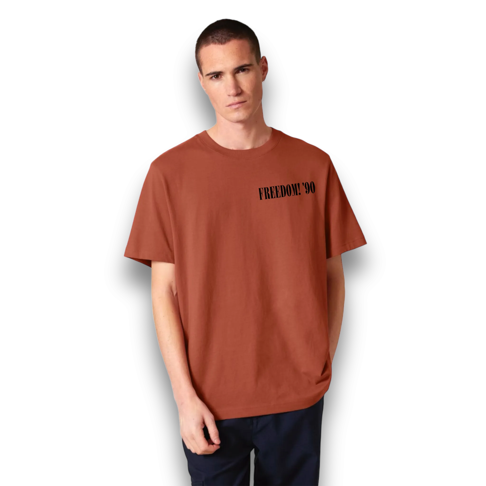 'FREEDOM! '90' left chest embroidered premium organic unisex heavy 'sparker 2.0' t-shirt - inspired by George Michael
