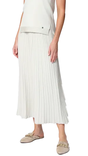 Geraldina Pleated-Knit Maxi Skirt; Beige