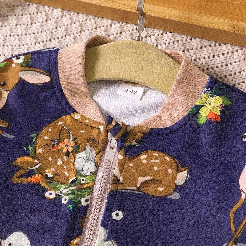 Girls Animal Print Bomber Jacket