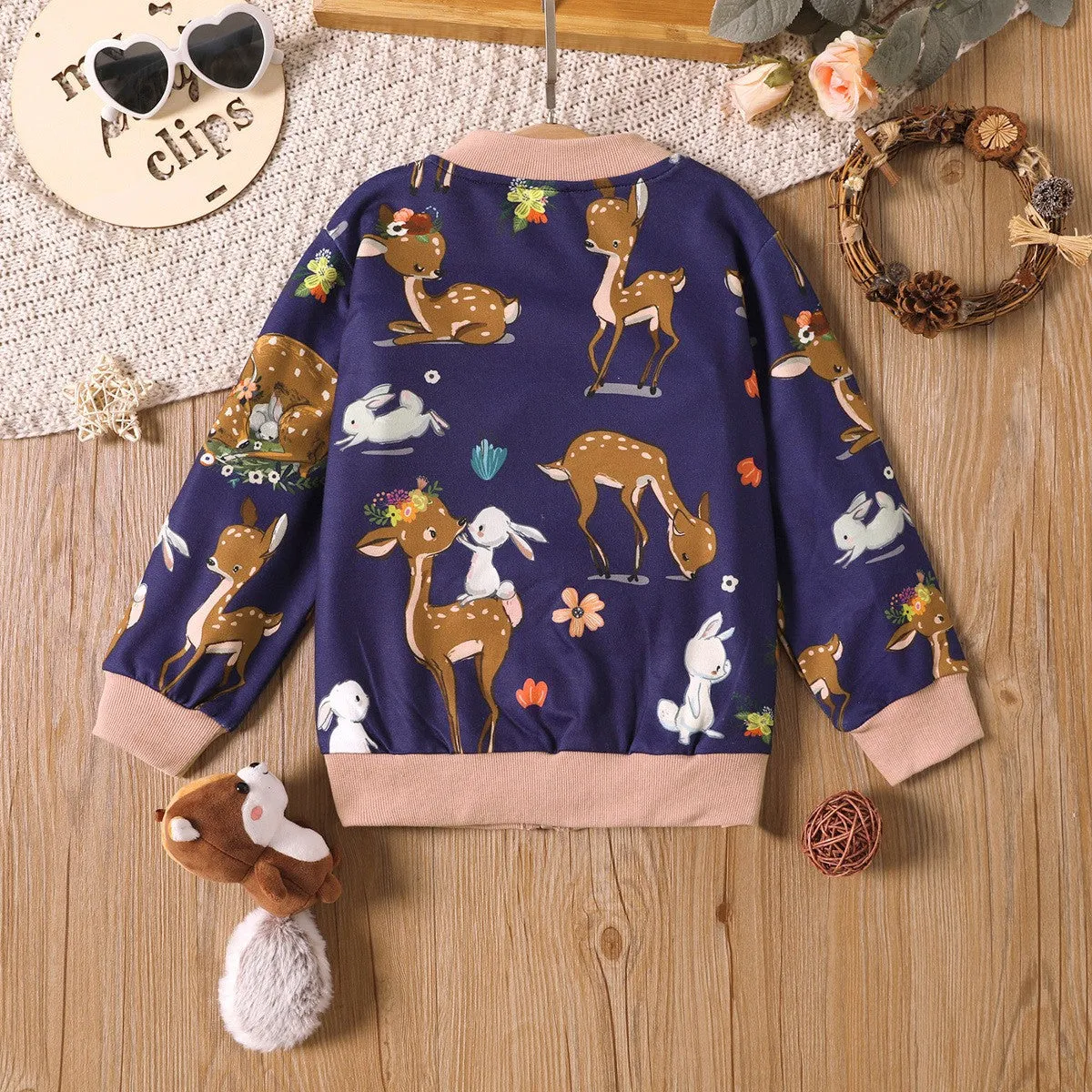 Girls Animal Print Bomber Jacket