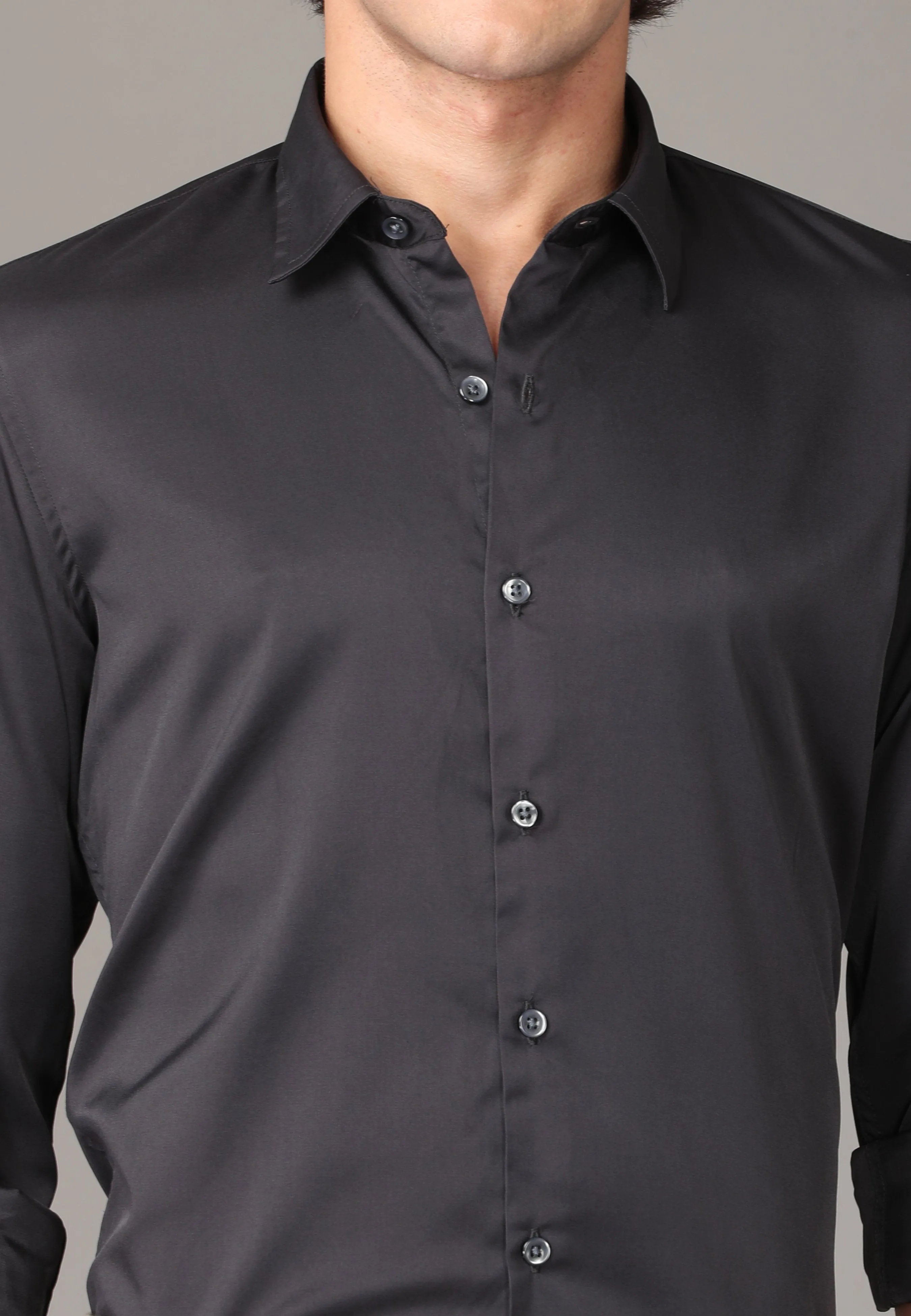 Glossy Black Full Sleeve Shirt