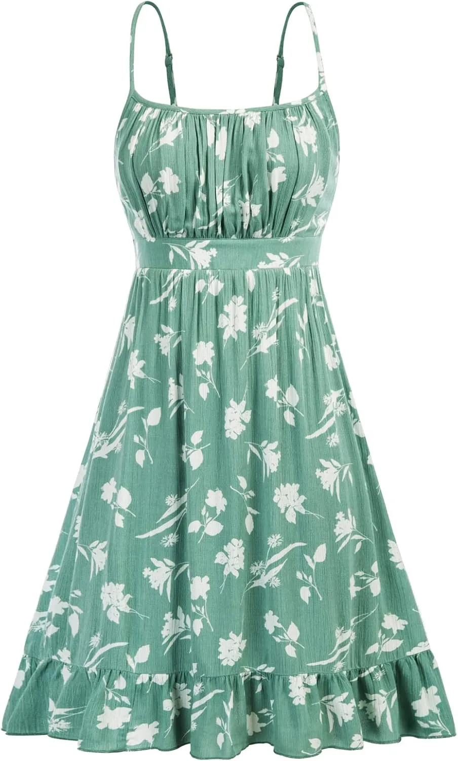 GRACE KARIN Women's Spaghetti Strap Floral Dress Ruffle Hem Pleated Casual Summer Dress Boho Flowy Midi Beach Dress