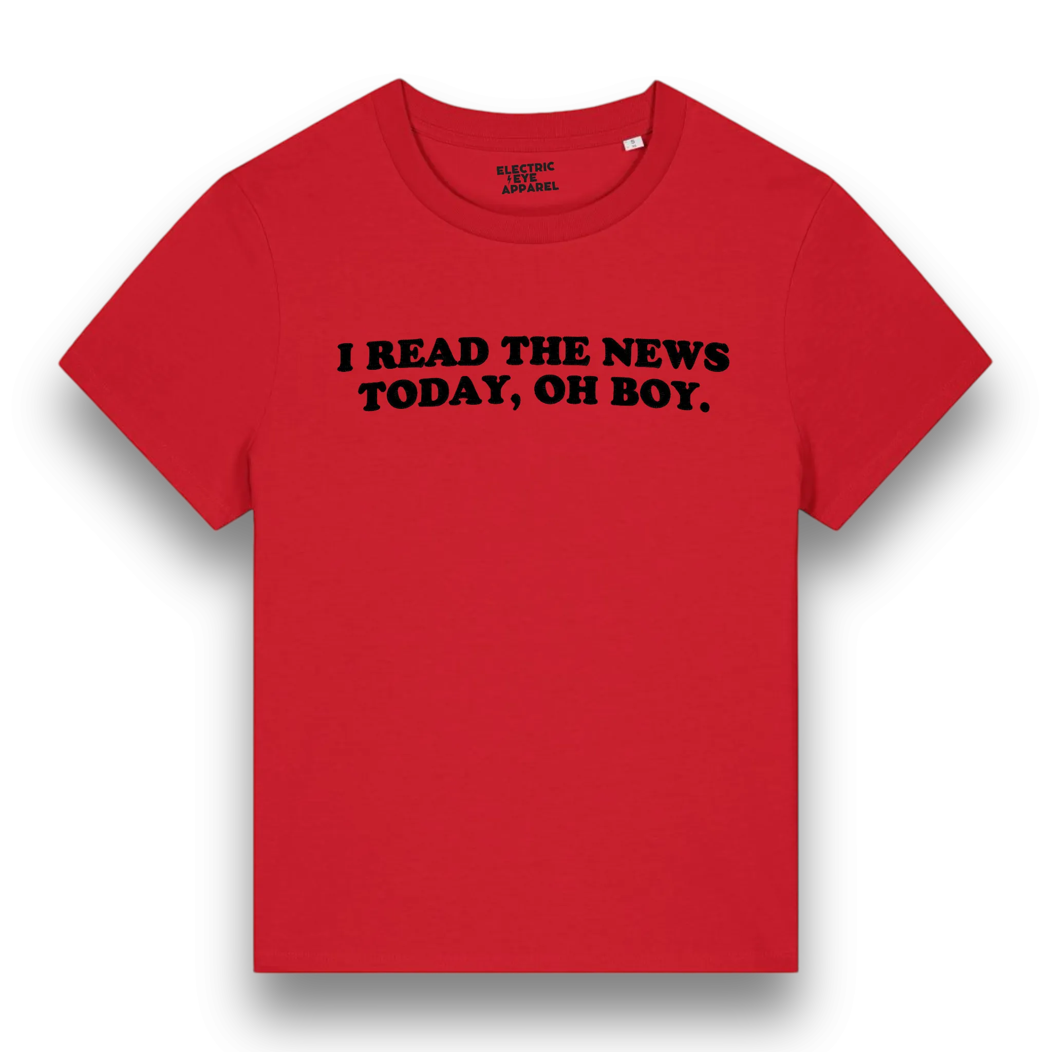 'I READ THE NEWS TODAY, OH BOY.' premium embroidered organic women's 'muser' t-shirt - inspired by The Beatles
