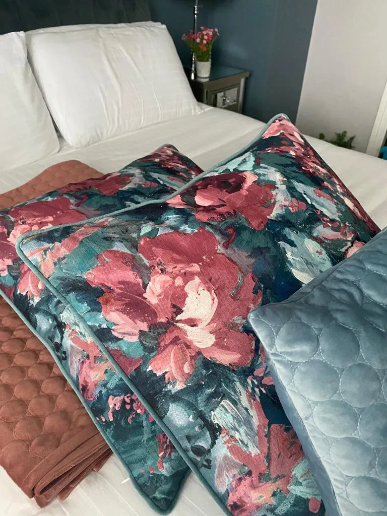 Indie 58x58cm Cushion in Blush and Sage