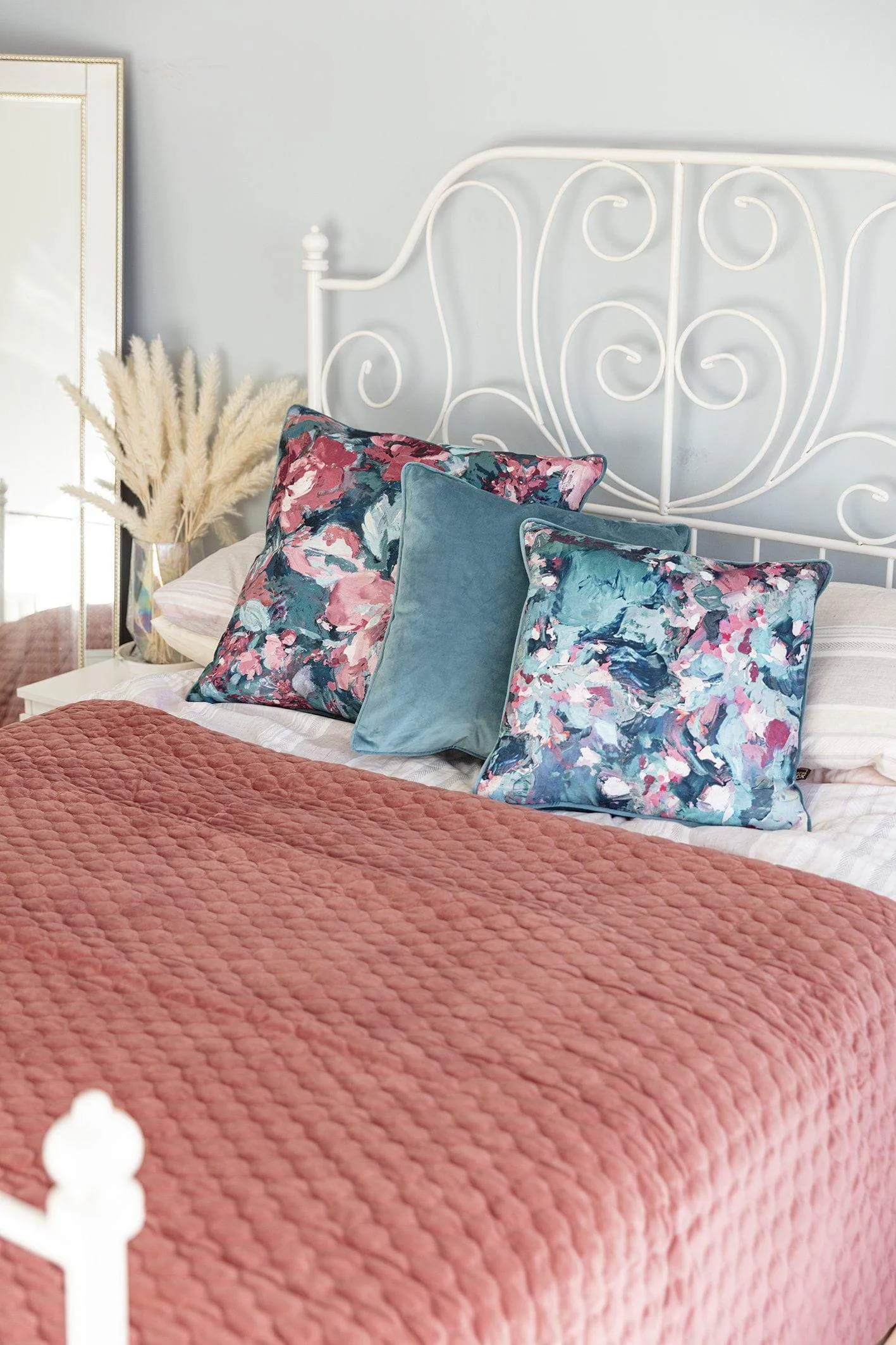 Indie 58x58cm Cushion in Blush and Sage