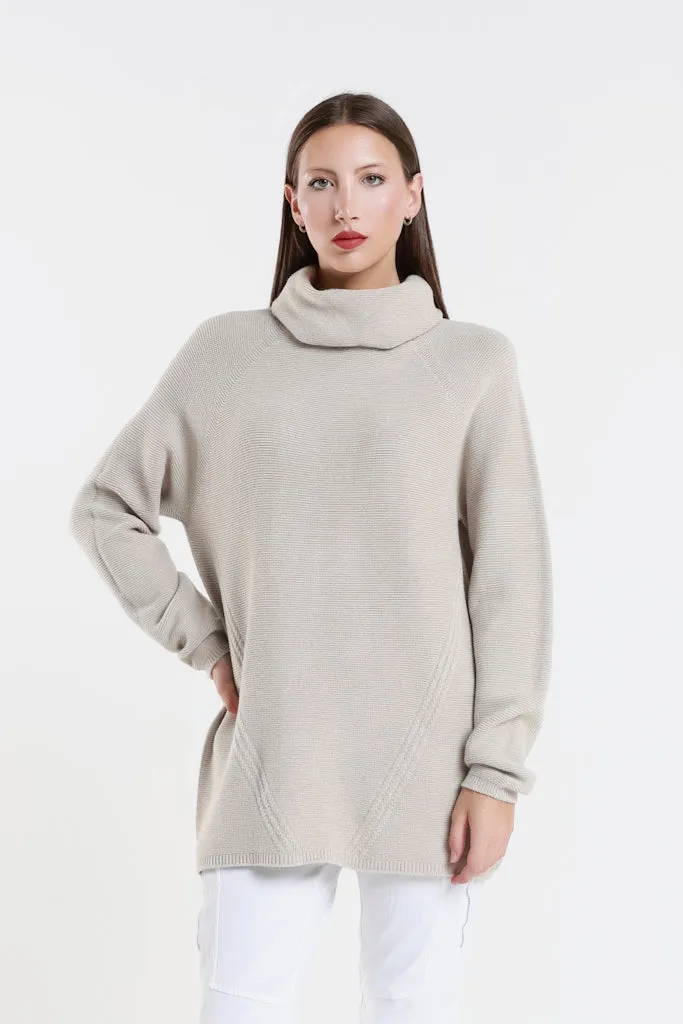 Jacqueline Seriously Soft LS Cowl Neck Tunic Sweater (BLS439)