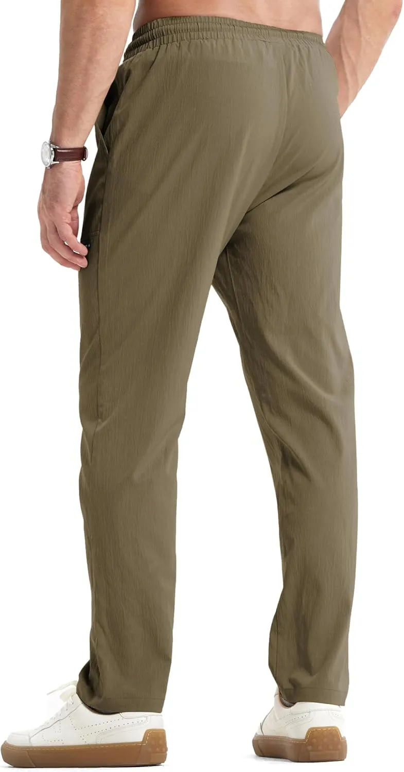 JMIERR Mens Casual Lightweight Pants Stretch Elastic Waist Drawstring Jogging Sweatpants Pants