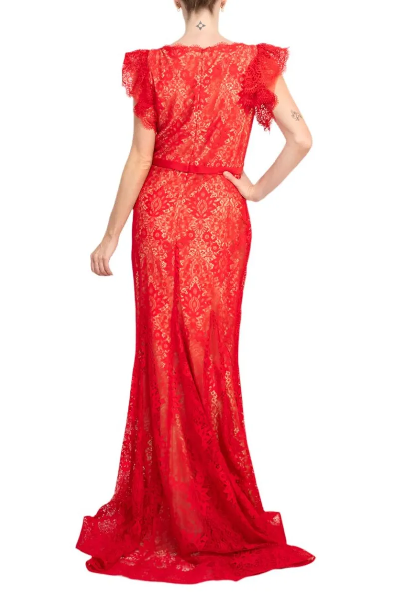 Jovani Lace With a V-Neckline Sheath Gown