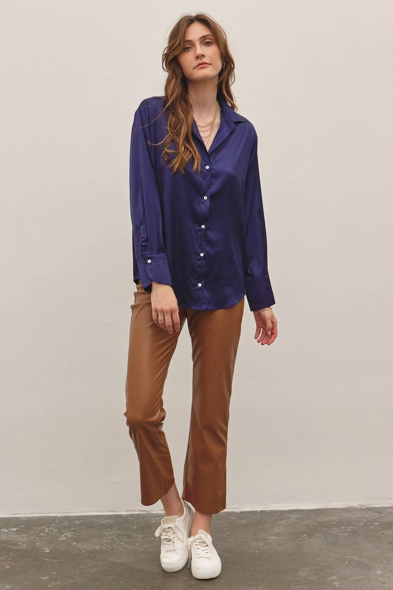 Kiss Me At Midnight Satin Shirt