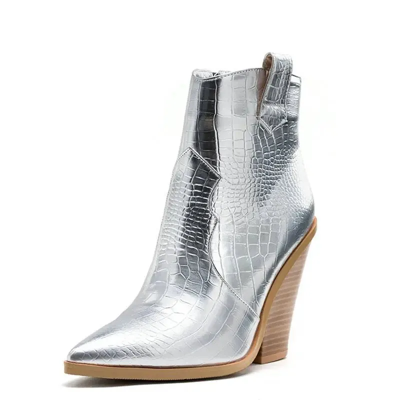 Ladies Fashion Catwalk Snake-print Stone-print Boots