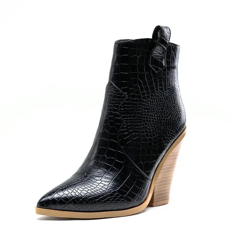 Ladies Fashion Catwalk Snake-print Stone-print Boots