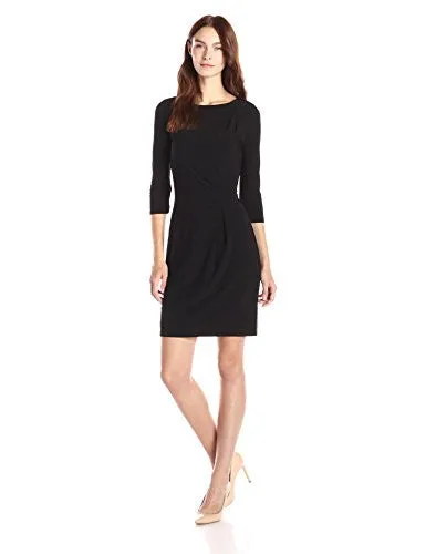 Lark & Ro Women's 3/4 Sleeve Ruched-Jersey Sheath Dress