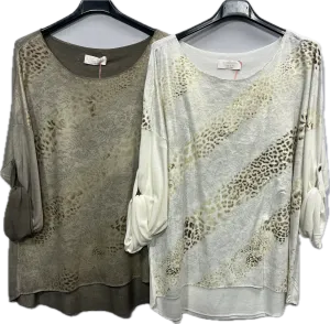 Leopard Gold Foil Print Top