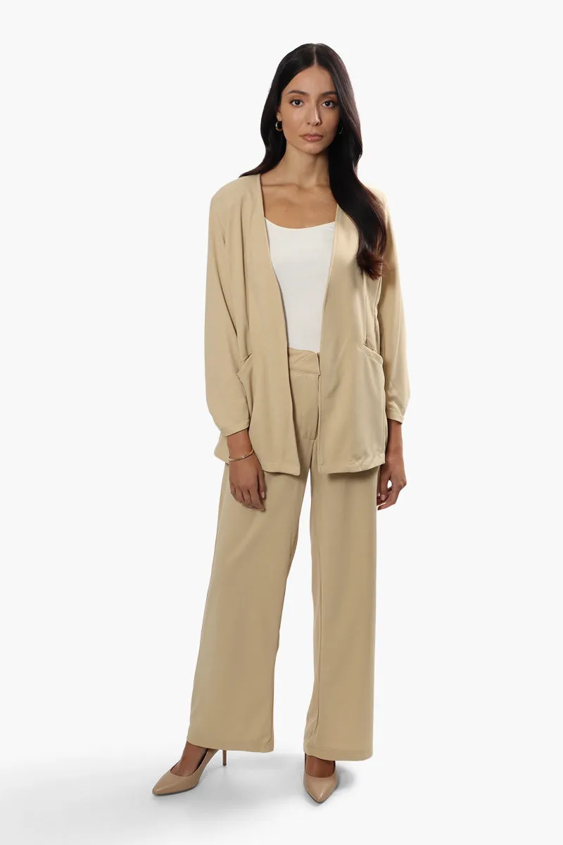 Limite Solid Wide Leg Pants - Beige