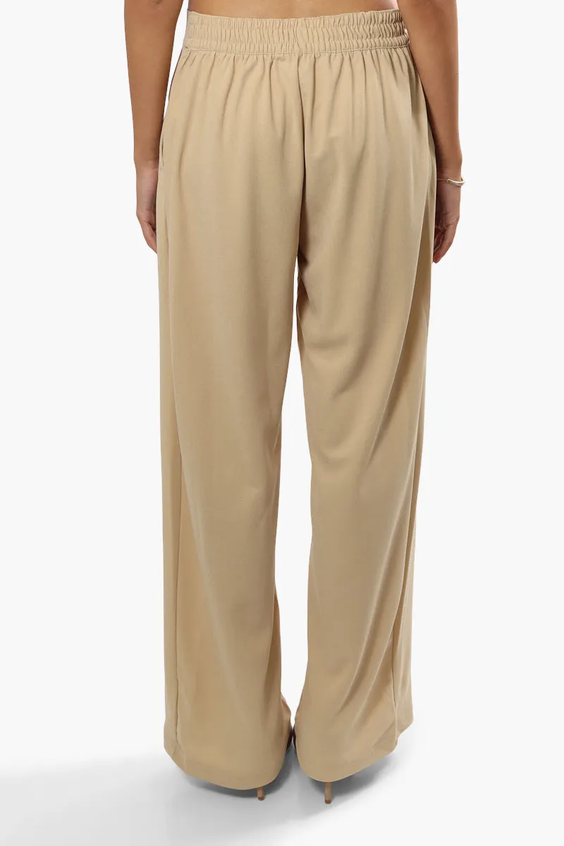 Limite Solid Wide Leg Pants - Beige