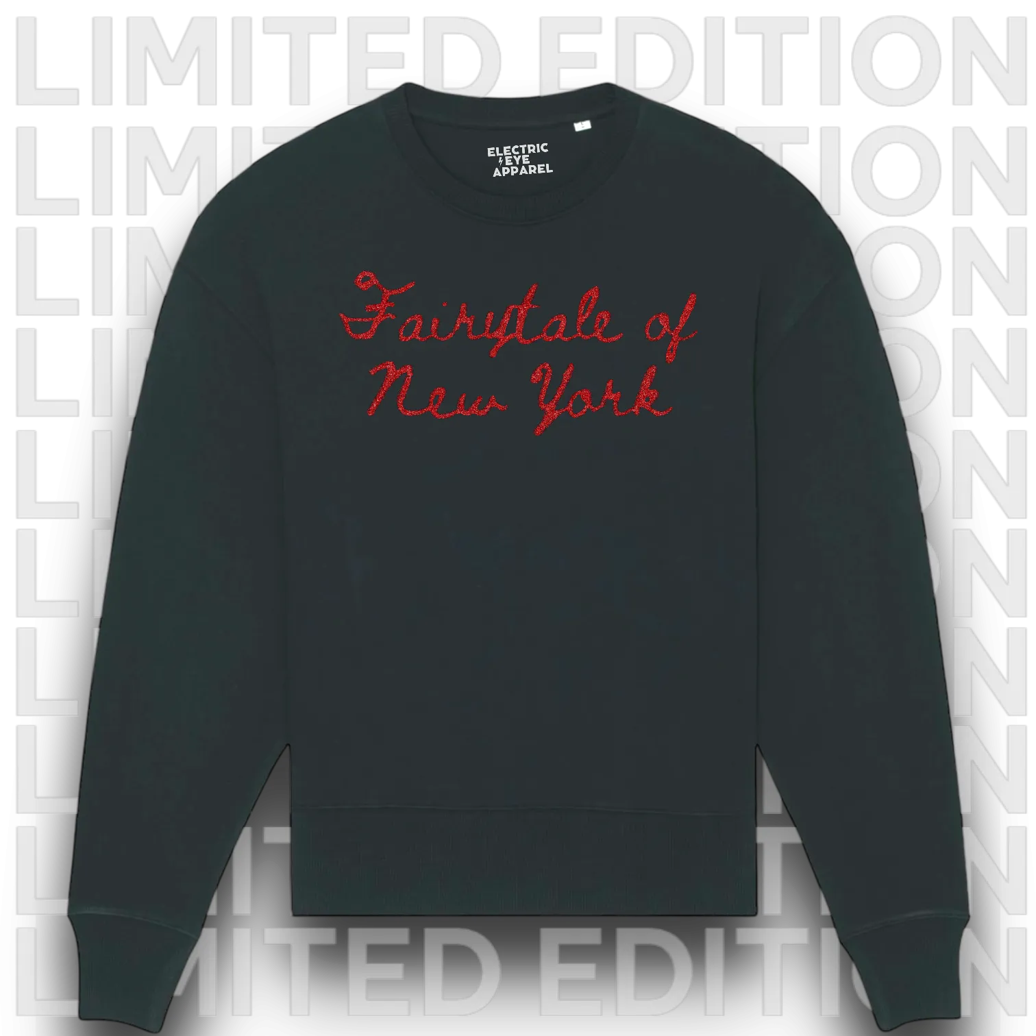 Limited Edition 'FAIRYTALE OF NEW YORK' glitter embroidered organic unisex oversized 'radder' sweatshirt