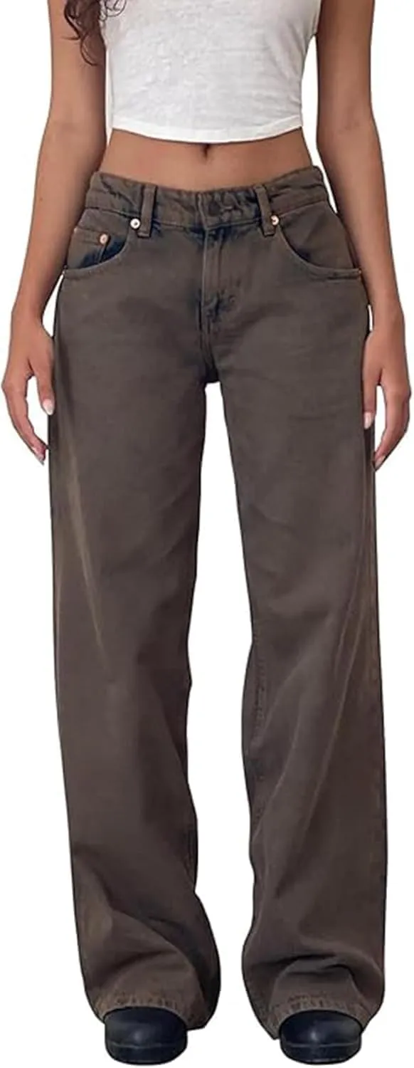 Low Rise Baggy Jeans for Women,Mom Jeans Baggy Jeans Wide Leg Denim Pants Loose Fit Boyfriend Fashion Y2k Outfits 2025