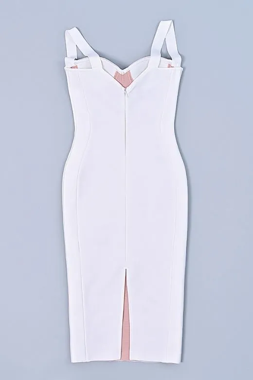 Marilyn Bodycon Wrap Midi Dress - Pearl White