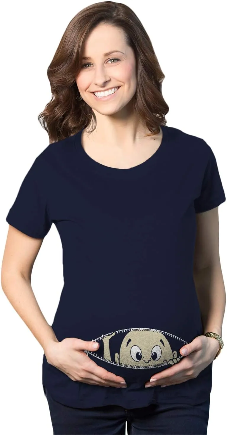 Maternity Baby Peeking T Shirt Funny Pregnancy Tee for Expecting Mothers