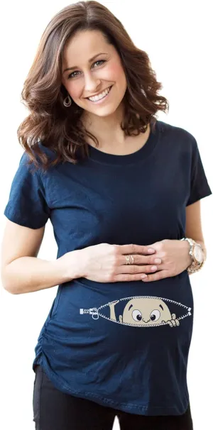 Maternity Baby Peeking T Shirt Funny Pregnancy Tee for Expecting Mothers