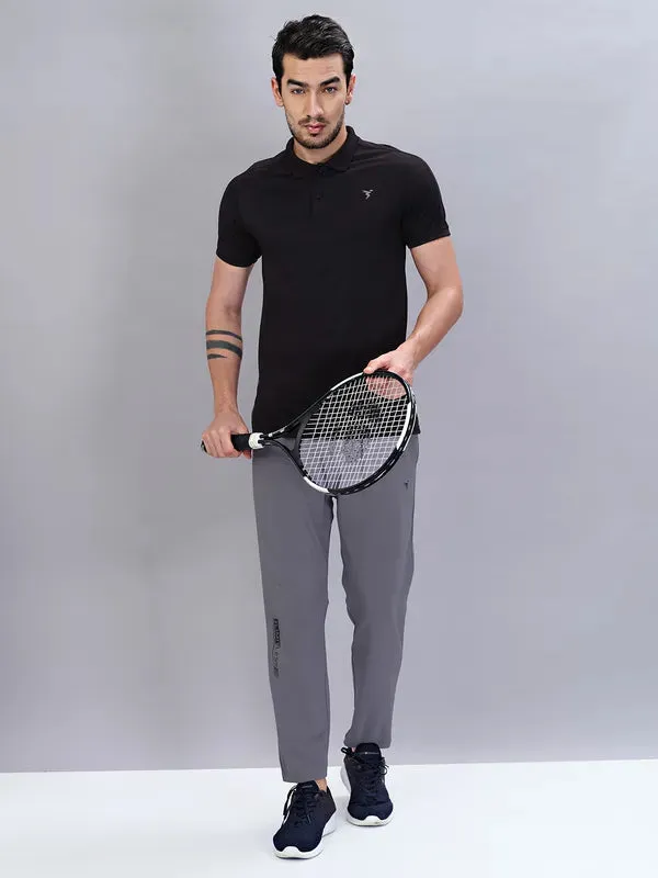 Men Self Design Slim Fit Polo T-shirt with VENTMESH