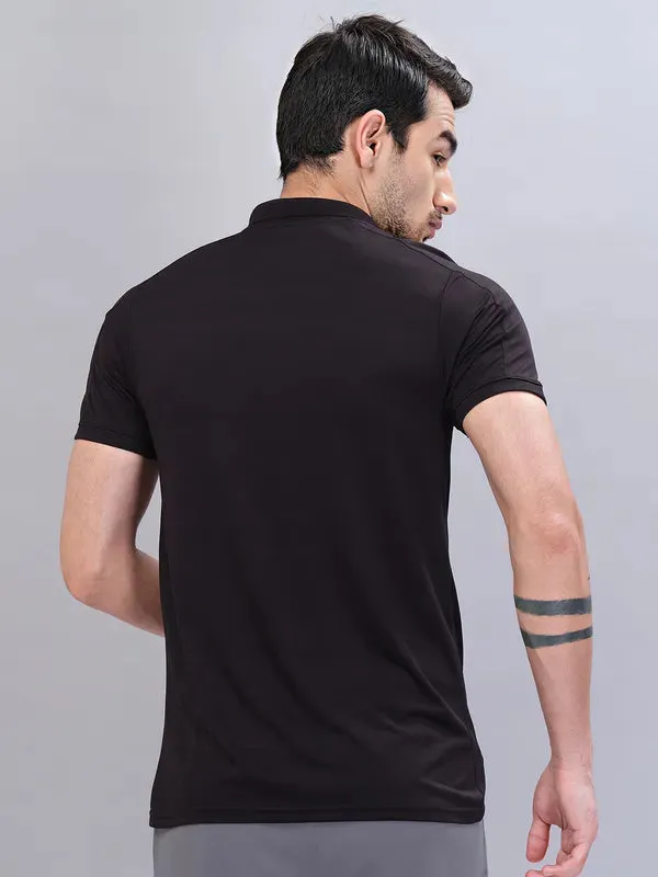 Men Self Design Slim Fit Polo T-shirt with VENTMESH