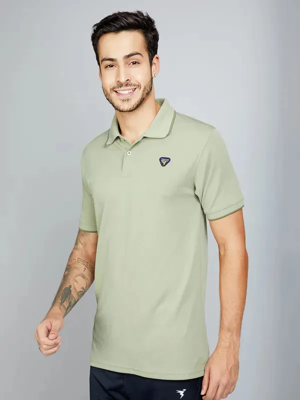 Men Solid Slim Fit Polo T-shirt with TECHNO COOL 