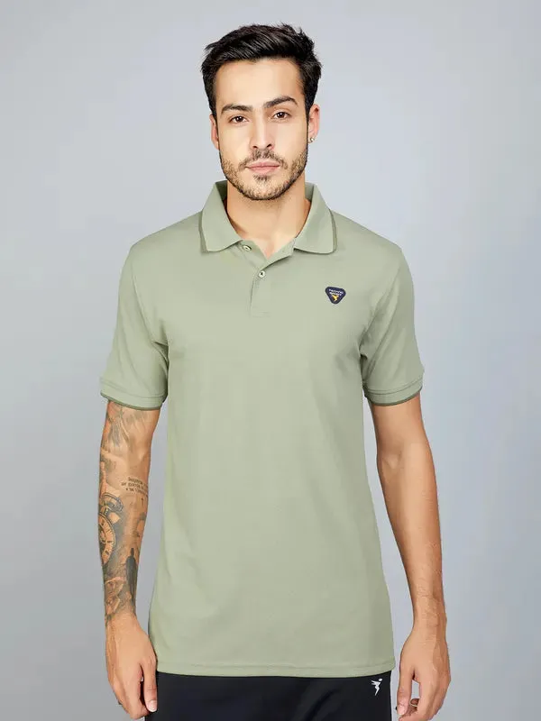 Men Solid Slim Fit Polo T-shirt with TECHNO COOL 