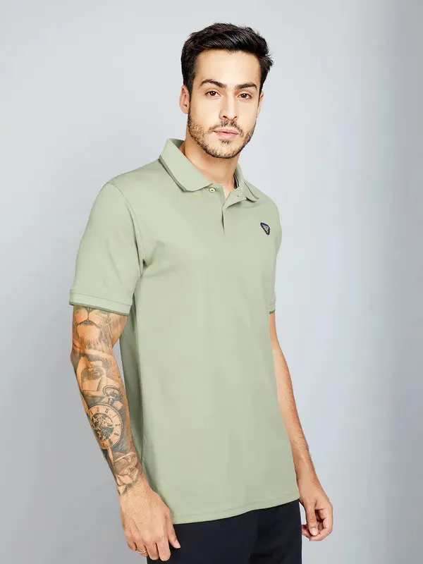 Men Solid Slim Fit Polo T-shirt with TECHNO COOL 