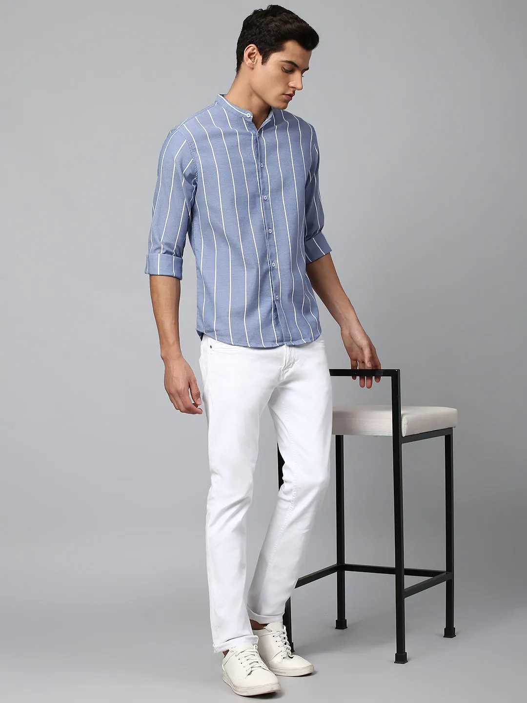 Men's Blue Slim Fit  Casual Shirt