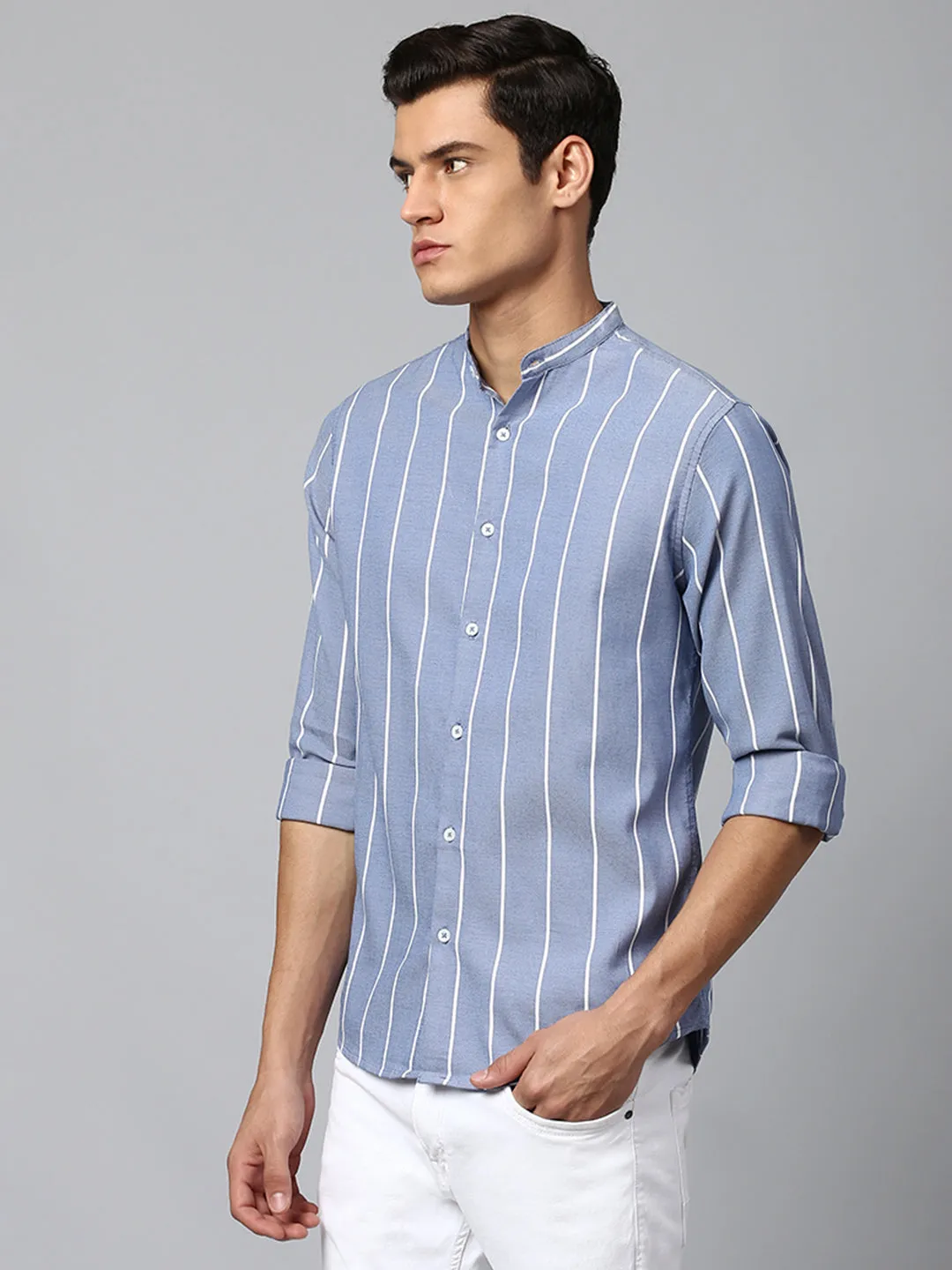 Men's Blue Slim Fit  Casual Shirt