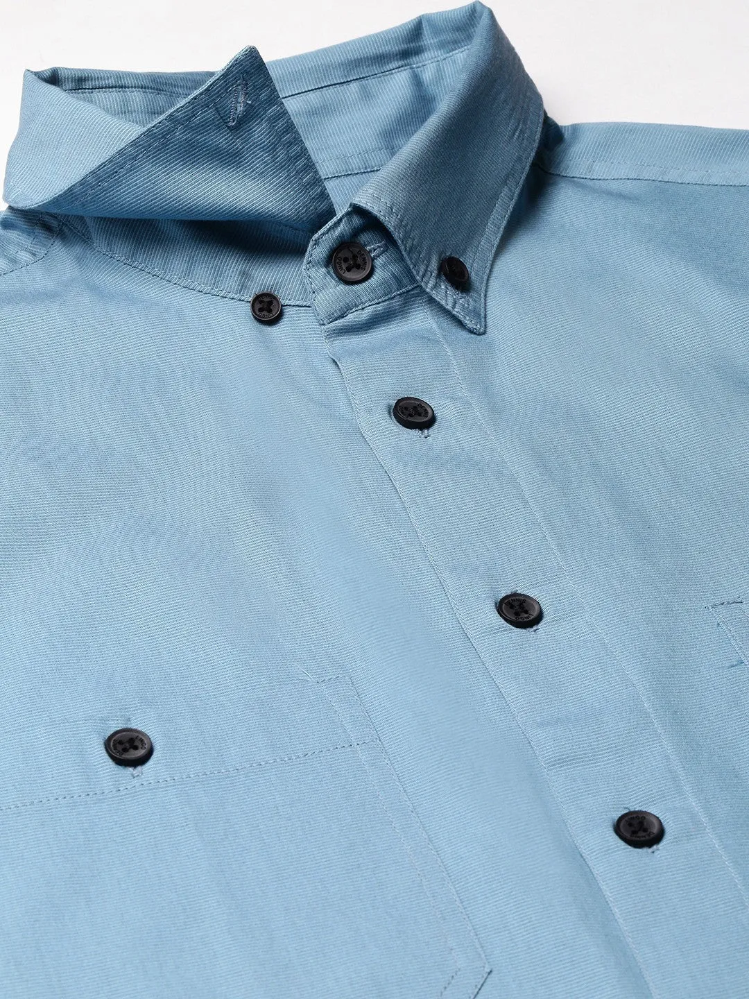 Men's Blue Slim Fit Opaque Cotton Casual Shirt