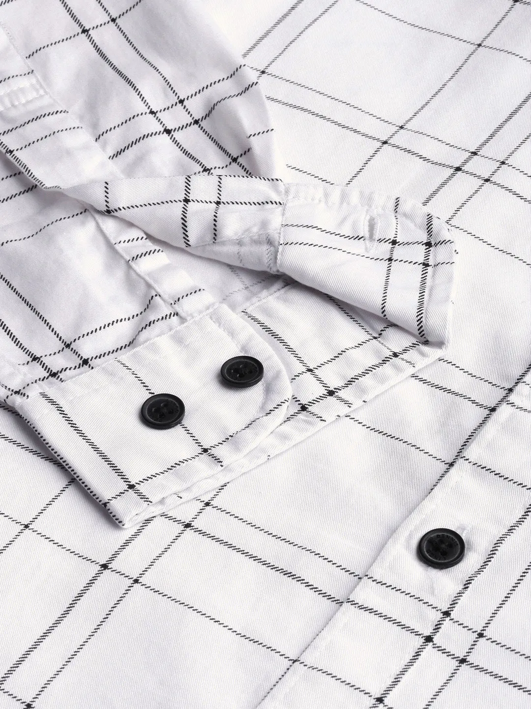 Men's Checkered Slimfit Shirt (White)