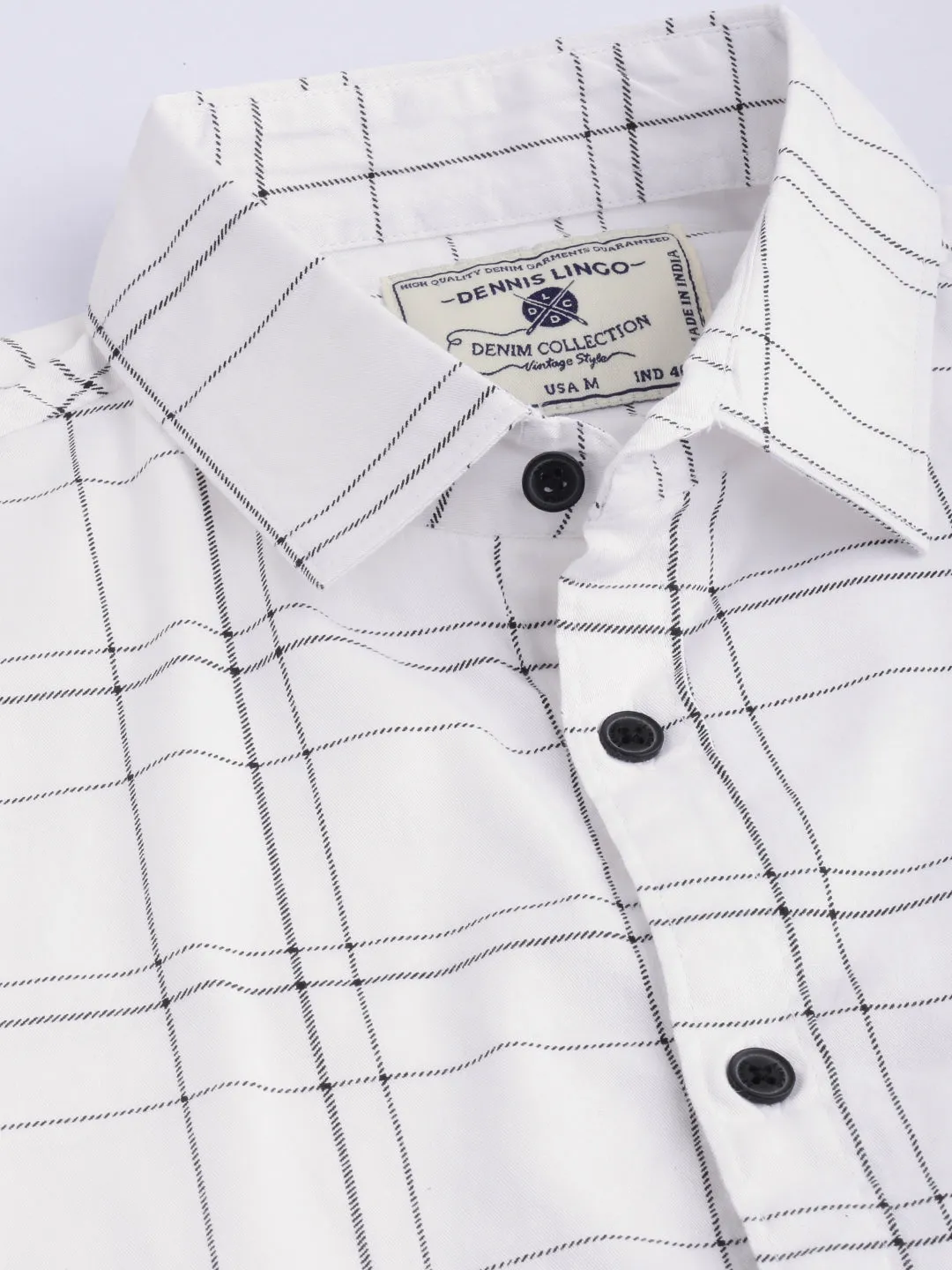 Men's Checkered Slimfit Shirt (White)
