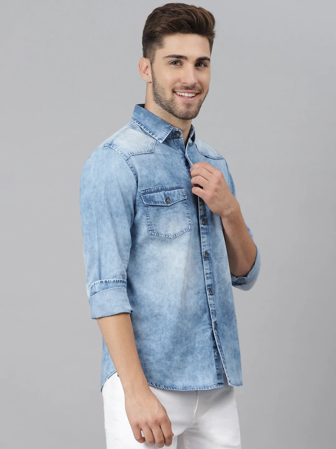 Men's  Classic Denim Shirt (Blue)