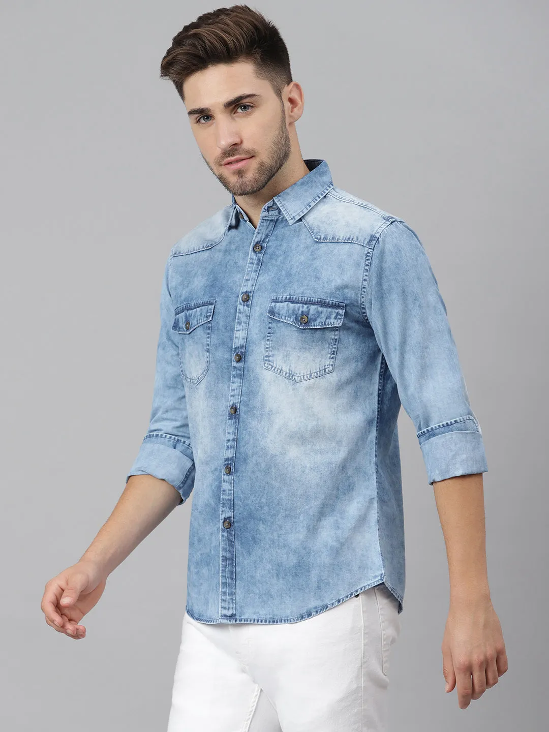 Men's  Classic Denim Shirt (Blue)