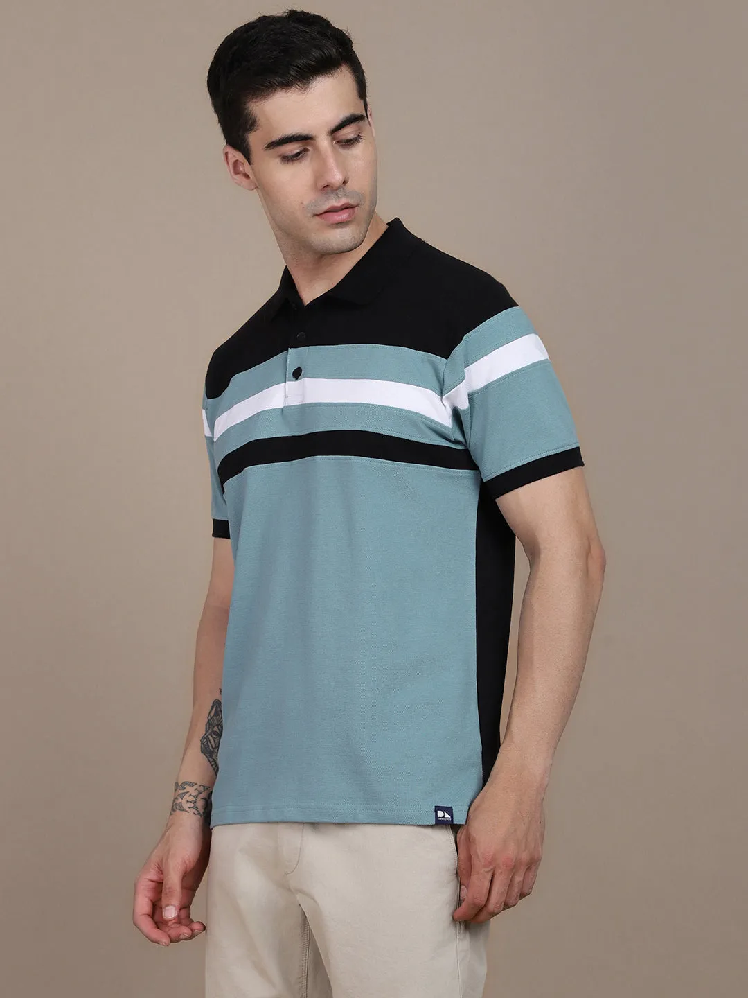 Men's Colorblock Polo Collar T-shirt