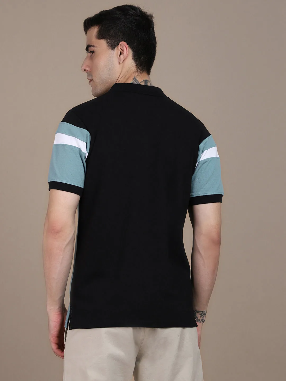 Men's Colorblock Polo Collar T-shirt