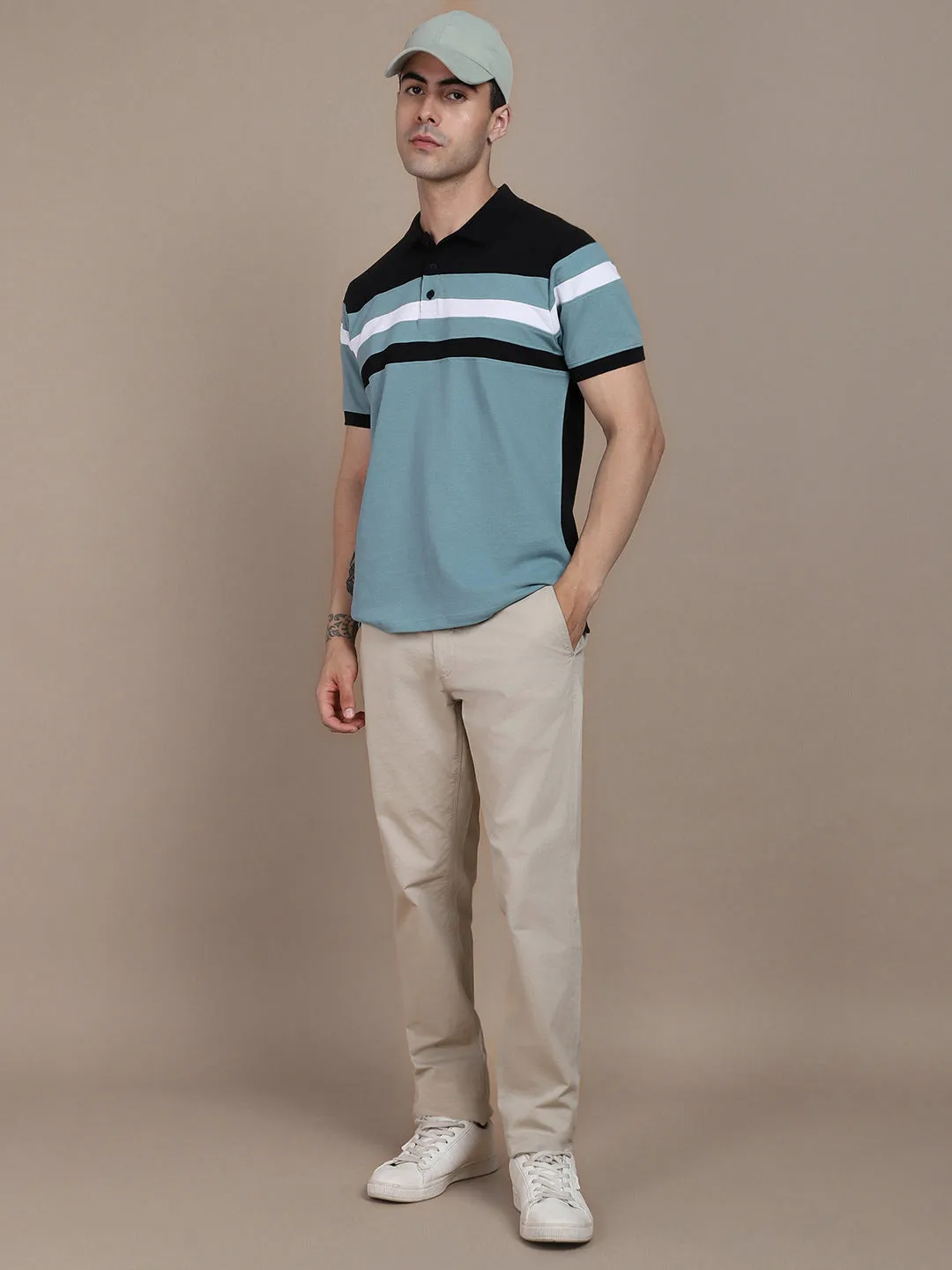 Men's Colorblock Polo Collar T-shirt