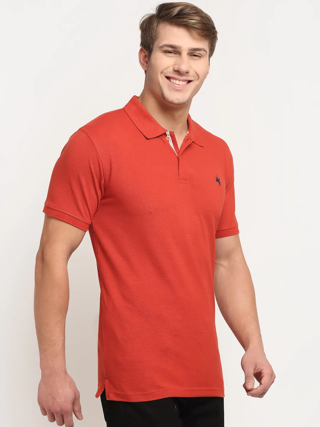 Men's Rust  Polo neck Half Sleeve T-Shirt