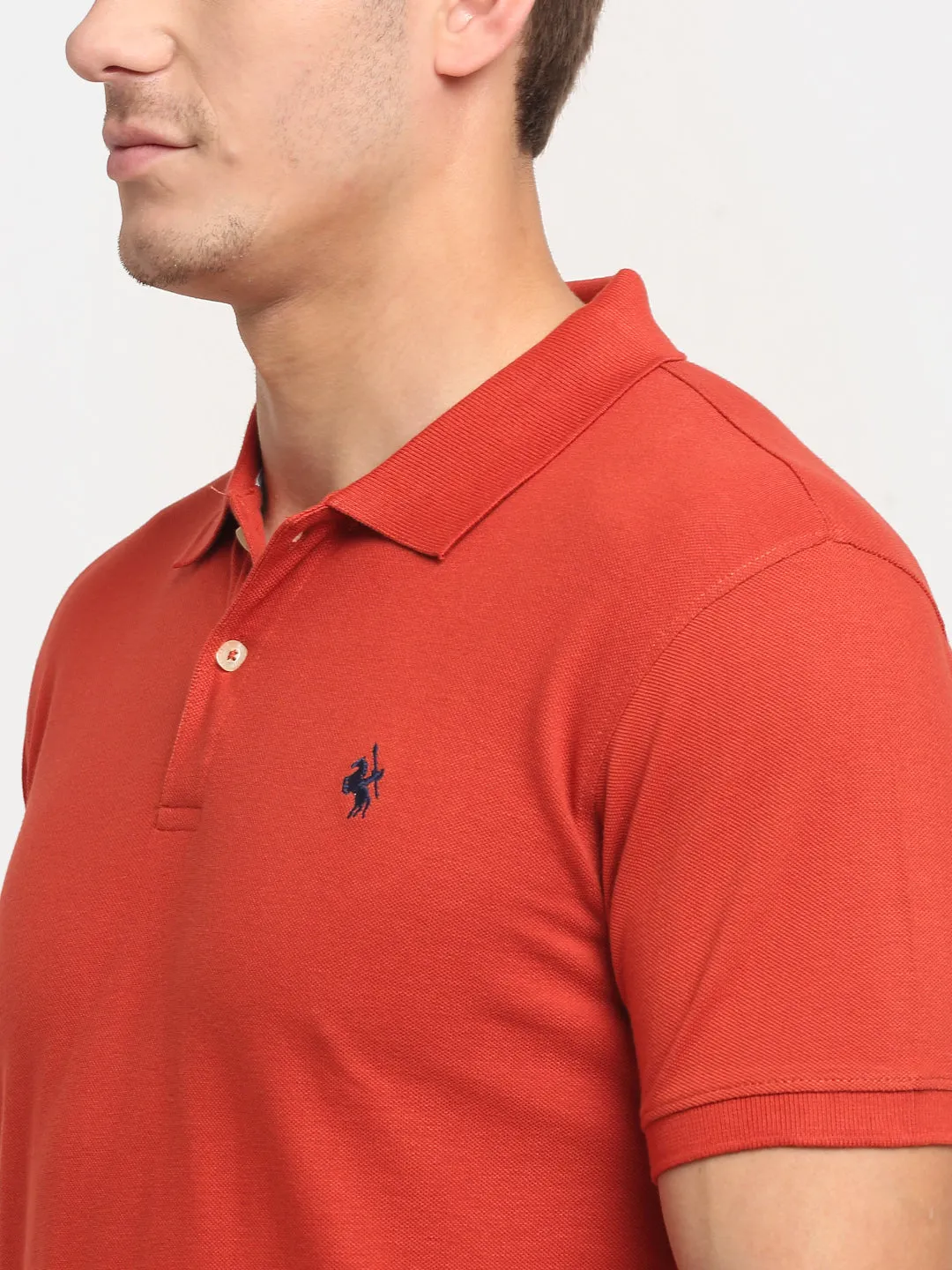 Men's Rust  Polo neck Half Sleeve T-Shirt