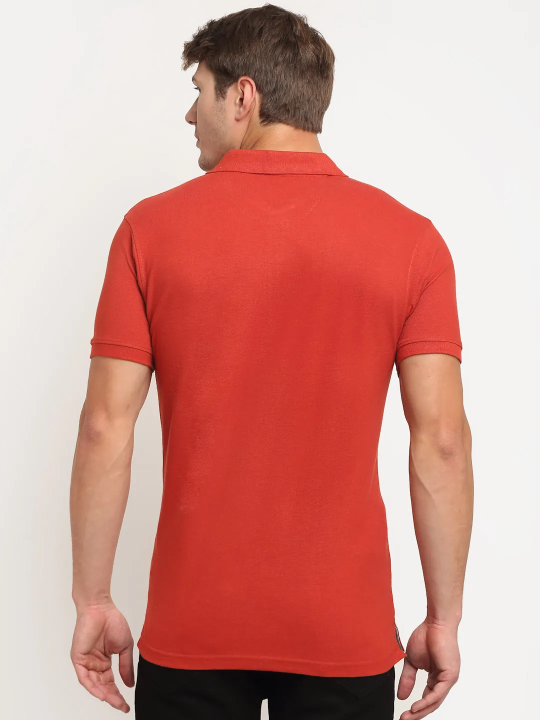 Men's Rust  Polo neck Half Sleeve T-Shirt