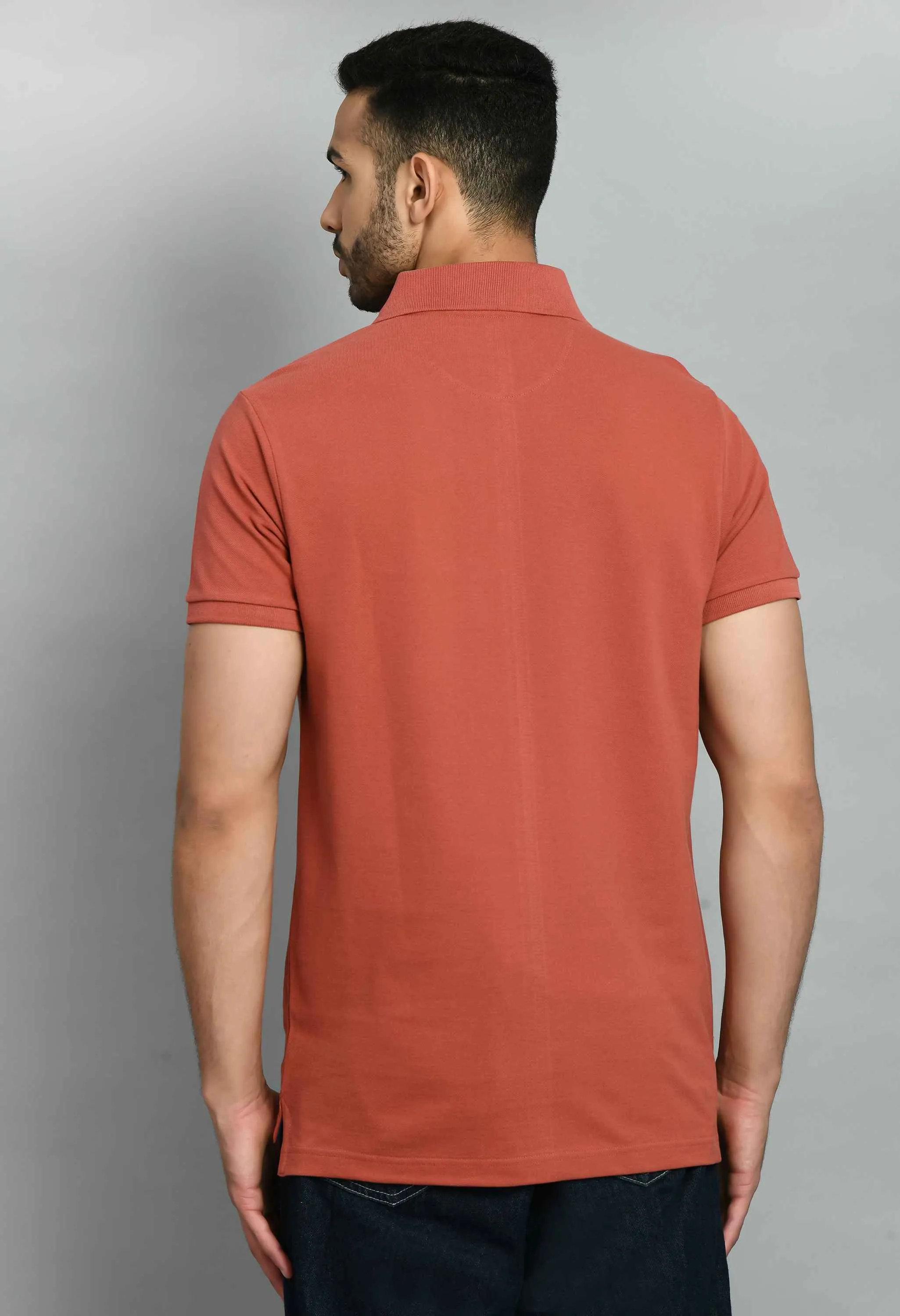 Men's Solid Rust Smart Fit Polo T-Shirt